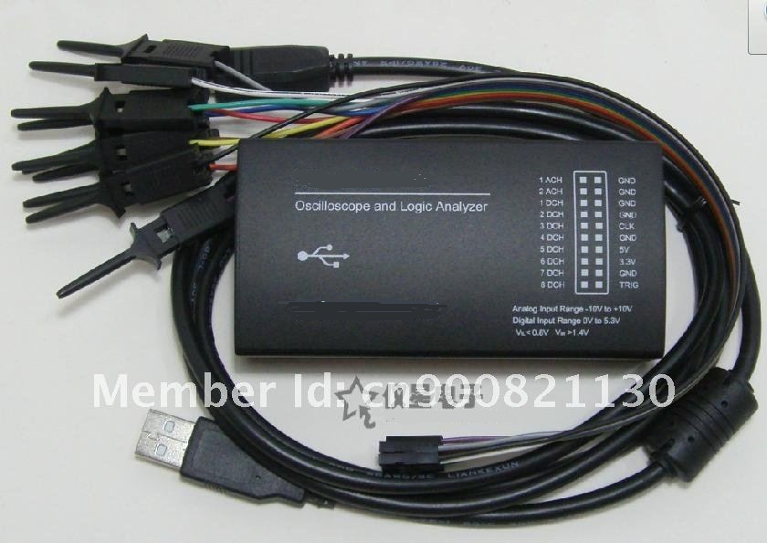 2路模擬輸入：ACH1 ~ ACH2
8路數(shù)字輸入：DCH1 ~ DCH8
1路外部觸發(fā)輸入（數(shù)字量）：TRIG
1路時(shí)鐘輸入或輸出 ：CLK
1路DAC模擬輸出 ：DAC
1路3.3V穩(wěn)壓輸出 ： 最大300mA

