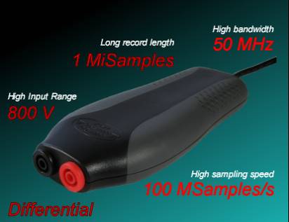 ·一個(gè)模擬差分輸入通道，最大采樣速率 5MHz~~~100MS/s,最大存儲(chǔ)深度 1M樣點(diǎn)。
·垂直分辯率10 Bit,藕合方式AC/DC,輸入阻抗 2.1M歐姆//15pF·快速和精巧的測(cè)量方式，具有200mV到800V滿量程輸入范圍，無(wú)須額外的探頭或衰減器。
