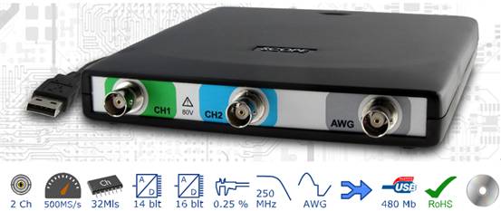 HS5系列USB總線虛擬示波器,是北京迪陽公司最新力做,有高達(dá)500MHz的采樣,12~16位柔性分辯率,多功能組合,產(chǎn)品細(xì)節(jié)做到極致,一機在手，幾呼能解決所有測量問題。


