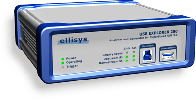 Ellisys USB Explorer 280 Protocol Analyzer 可測(cè)試及分析 USB 3.0 Super Speed, 內(nèi)建 4GB FIFO內(nèi)存可支援 USB 3.0 5GT/s 之協(xié)議分析.
